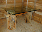 fir/glass desk